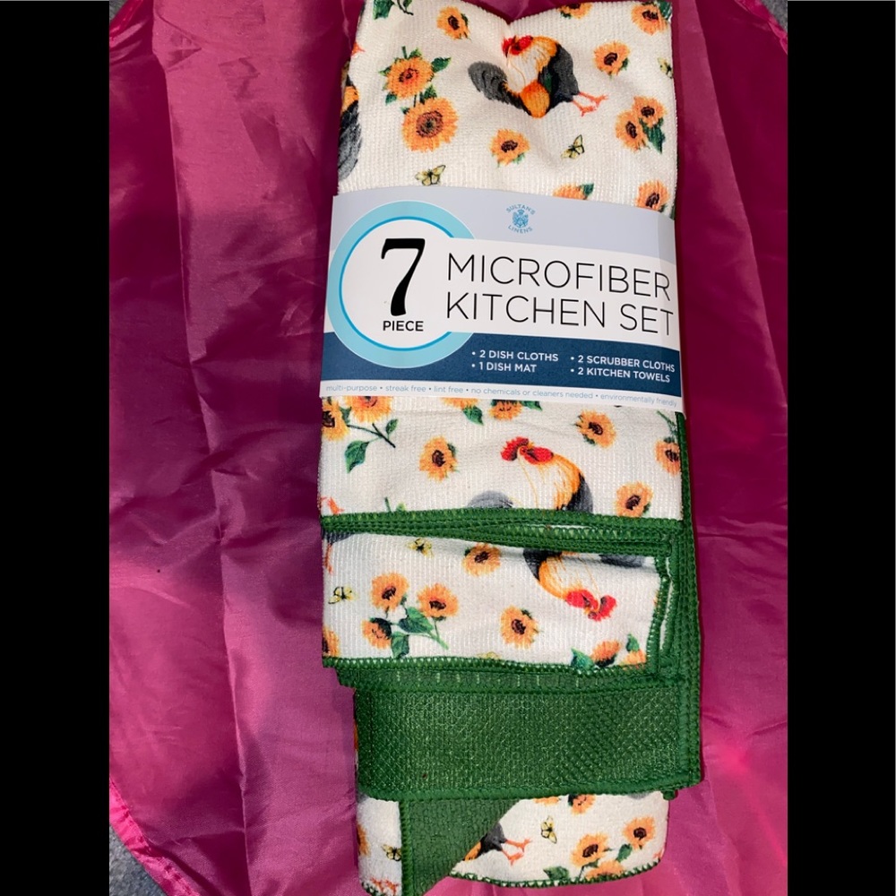 7 microfiber towel set with rooster 🐔 design